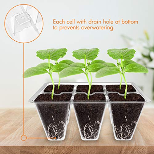 Gardzen 120 Pack 6 Cell Seed Starter Trays with Drainage Holes Clear | Transparent Plant Starter Trays for Seed Germination and Seedlings, 5.4"x3.7" Growing Cells with Drainage Design - color: Clear, size: 120 Pcs