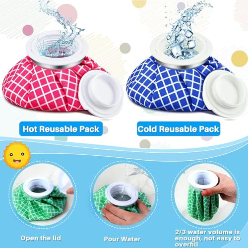 Honoson 4 Pack Reusable Ice Pack for Injuries, Ice Bags Hot Water Bag for Hot & Cold Pain Relief No-Leak Elastic Breathable for Muscle, Joint Pain Swelling, Sports & Home Use(Cute Style) - style: Cute Style