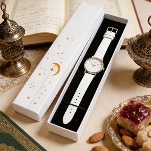 12 Pcs Ramadan Jewellery Gift Box Moon Star Eid Mubarak Jewelry Boxes Bracelet Necklace Chain Packaging Box - color: White
