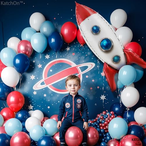 KatchOn, Big Silver Moon Balloon and Star Balloons - 22 Inch, Pack of 13 | Astronaut Space Balloons Set | Silver Star Balloons for Space Birthday Decorations | Space Birthday Decorations