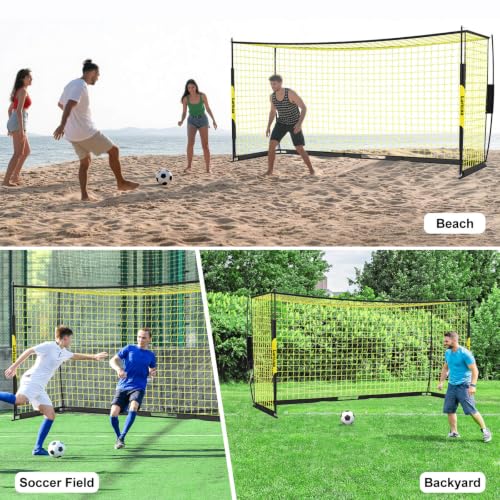 Soccer Goal 12×6 ft /16×7 ft Portable Soccer Goals Net for Backyard | Quick Setup Training Equipment, with Carry Bag, 4 Ground Nails, 12 Training Cones - color: 16×7FT Black