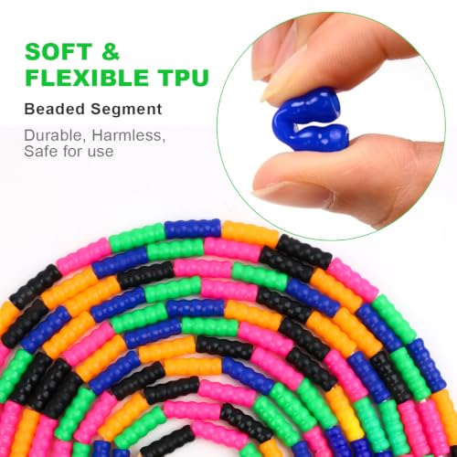 Coolrunner 16 FT Long Jump Rope(2 PACK), Double Dutch Jump Ropes, Soft Beaded Skipping for Kids Adults, Plastic Segmented Long Enough for 4-5 Jumpers - color: Blue