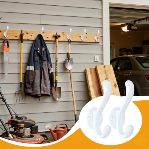 4 Pack Coat Hooks Wall Mount Heavy Duty Utility Retro Double Hooks for Hanging Coats,Hat, Towel, Key, Robe, Scarf, Bag, Cap (White) - color: 4 Pack-White