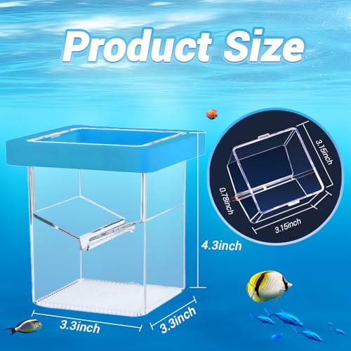 Breeder Box for Fish Tank,Isolation Breeding Box with Layered Design,Floating Fish Breeder Box for Aquarium,Adsorption and Suspension,Blue