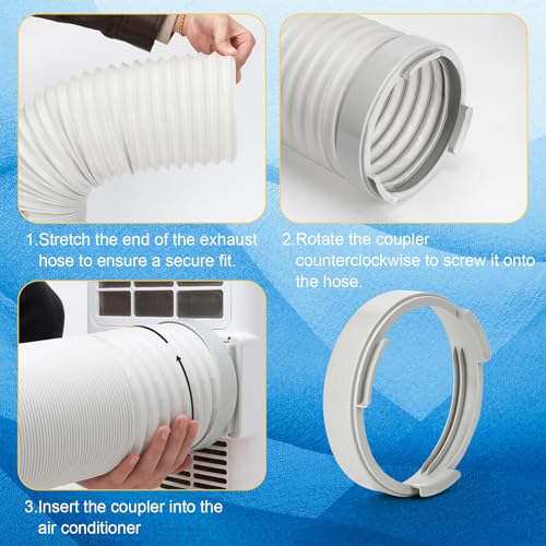 Portable AC Hose with Adapter, 5.9" Dia x 59" L Replacement Exhaust Hose A1 | Anti-Clockwise Flexible Portable Air Conditioner Duct, Check Coupler/AC Compatibility Before Ordering, Durabe PVC Connector - size: Dia 5.9" Exhaust Hose L 59"&Coupler AA01