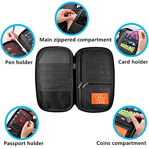 VanFn RFID Travel Passport Wallet, Family Passport Holder, Trip Document Organizer P.Travel Series - color: Black