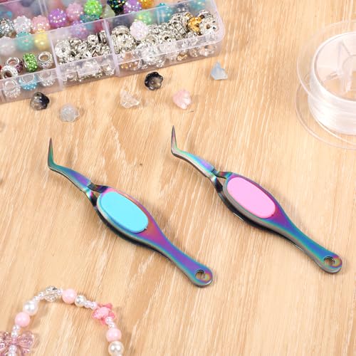 2 Pcs Craft Tweezers Precision Reverse Tweezers Curved Tweezer Soft Grip Bent Fine Point Sticker Tweezer for Scrapbooking Jewelry DIY Electronics Laboratory Work