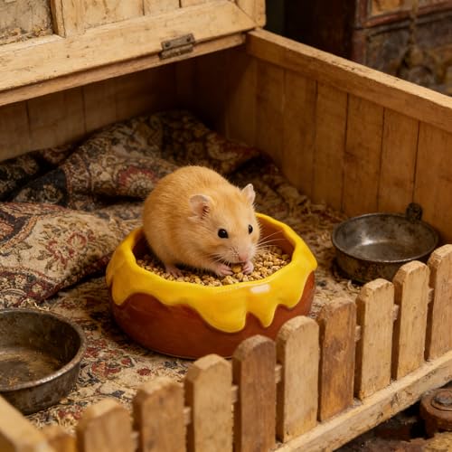 M2cbridge Ceramic Pudding Hamster Food Bowl Feeding Dish Water Bow for Guinea Pig Hedgehog Small Animal(Orange) - color: Orange