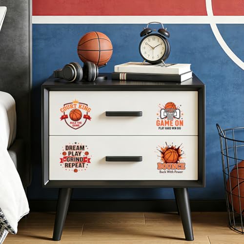 Peacoblue Basketball Rub On Transfers for Craft, Transfer Sticker | 18 Sheets UV DTF Transfers, Waterproof Rub On Decals for Wood, Glass, Furniture, Tumblers & Home Decor Crafts - style: Basketball