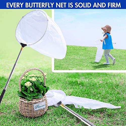 Telescopic Butterfly Net, Stainless Steel Extendable Fishing, 15 in - 70 in Insect Toy Nets for Kids and Family (Silver)