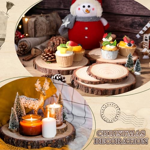 Nuanchu 7 Pack Wood Table Centerpieces with Rustic Wood Slices and Artificial Fake Green Moss for Wooden Fairy Wedding Woodland Table Decor Ideal DIY Crafts (4. 7-5. 5'') - size: 4.7-5.5''