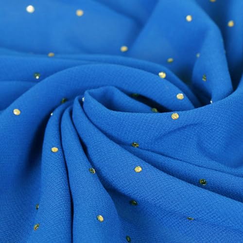 Hijab Scarf for Women Soft Chiffon Rhinestone Long Scarf Shawl Fashion Muslim Hijab Head Wrap Scarves - color: Sky Blue
