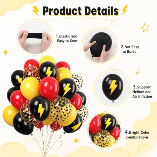 Paready Red Yellow Black Balloons, 60 Pcs Party Balloons for Boys Birthday - color: Red Black Yellow