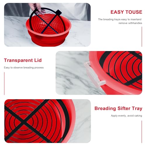 Collapsible Batter Bowl - Breading Bowl Shaker with Lid , Bright Red - color: Bright Red
