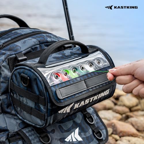 KastKing BaitSpace Line Bag Water Resistant Tackle Bag, Organize Spools | Fishing Line Storage Bag with Water Resistant Nylon, Removable Divider, BaitSpace Line Management Bag - color: E: Blue Camo-Large