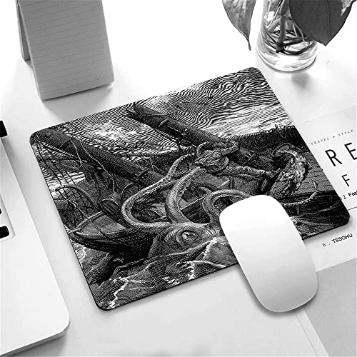 Mouse Pad,Ocean Octopus and Ship Pattern Customized Non-Slip Rubber Base Mousepads, Computer Mouse Pads for Wireless Mouse 9.5×7.9×0.12 inches - color: TSP87