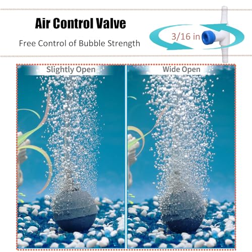 Aquarium Air Pump Accessories - Contains Airline Tubing, Control Valve, Air Stones, Connectors, Check Valves, Suction Cups