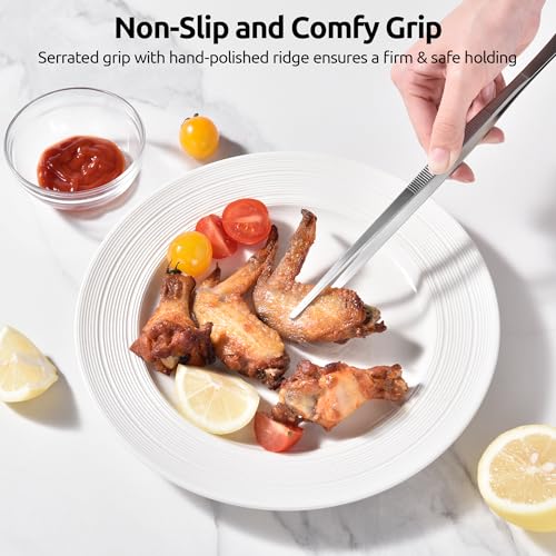 U-Taste 10in Kitchen Cooking Tweezer: 18/8 Stainless Steel Food-Grade Metal Food Tong, Seamless-Welding, Sturdy, Flexible and Non-Slip for Pasta Salad Serving, Grilling, Frying, Baking (Pointed Tip) - size: 10in (pointed tip)