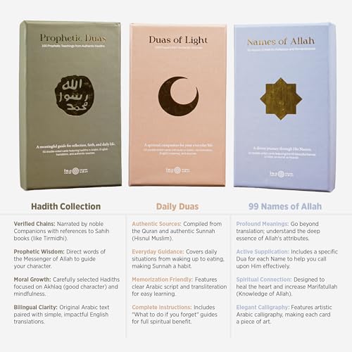 99 Names of Allah Reflection Cards with Wooden Stand - Asma al-Husna Daily Remembrance Set - Islamic Names of God Meanings & Benefits - Spiritual Muslim Decor & Eid Gift - 100 Premium Cards - style: 99 Names of Allah (Asma al-Husna)