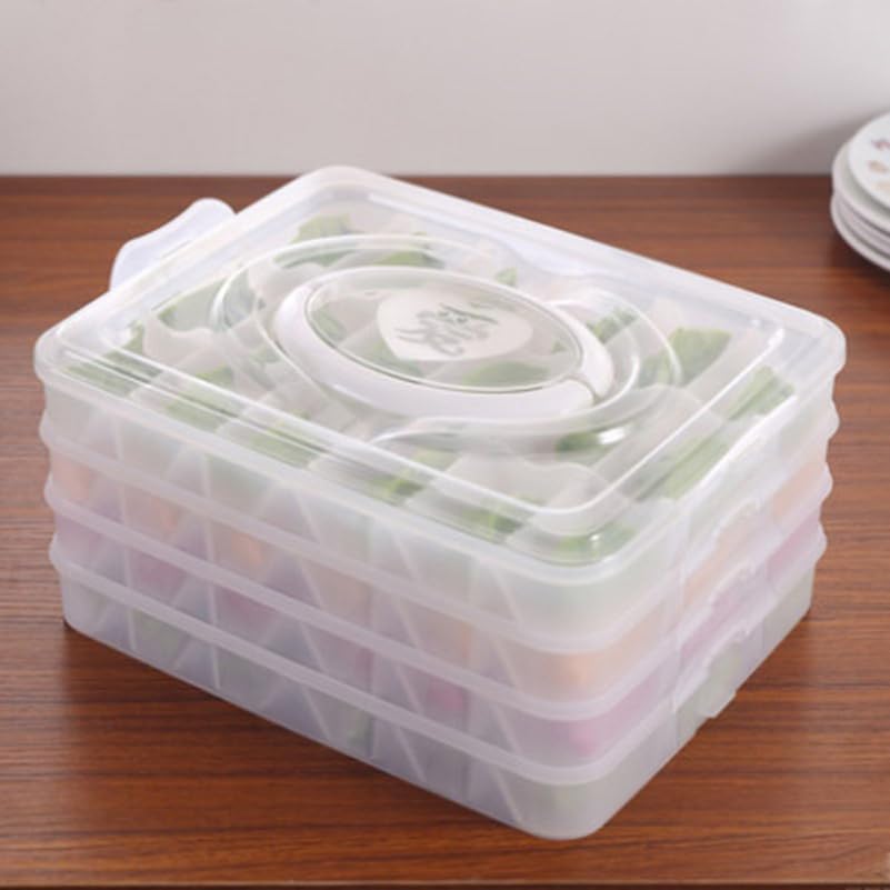 Zerodeko Food Storage Container Dumpling Organizer Stackable Portable Freezer Storage Containers Food Storage Box for Kitchen and Fridge (Transparent)