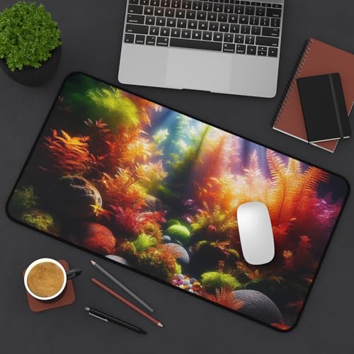 Vibrant Aquarium Gravel Desk Mat - Smooth Surface with Rubber Base - size: 12" × 22"