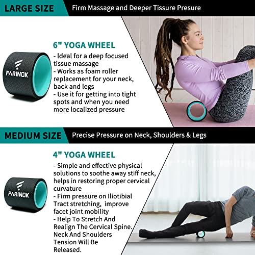 Yoga Wheel Set of 3+1, Upgraded 10MM Thick Back Wheels for Pain Relief | Strongest Back Roller for Deep Tissue Massage, Stretching, Improving Yoga Poses Backbend - style: SET OF 4