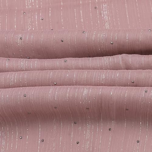 JUMISEE Sparkly Rhinestone Hijab Scarf for Women Glitter Wrinkle Chiffon Muslim Instant Hijab Long Scarves Head Wrap Shawls - color: Pink