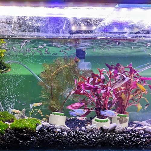 TOPZEA 30 Pack Aquarium Plant Weights, Aquatic Plant Holder Pots Anti-Floating Planters Ceramic Aquatic Plants Fixed Ring Anchors Set for Fish Tank, Pond, Aquarium Landscape Decorations, 1.75"x 1.2"