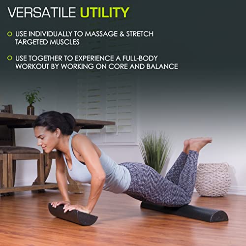 ProsourceFit High Density Foam Rollers - inches long. Firm Full Body Athletic Massager for Back Stretching, Yoga, Pilates, Post Workout Trigger Point Release - color: Black - 18" X 3"
