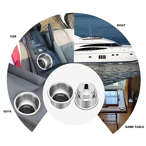 Amarine Made 4pcs Stainless Steel Cup Drink Holder with Drain for Marine Boat RV Camper