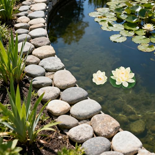 6pcs Lifelike Foam Floating Lotus Flowers with Water Lily Pads, Artificial Pond Decoration for Aquarium, Pool, Garden, and Home Display