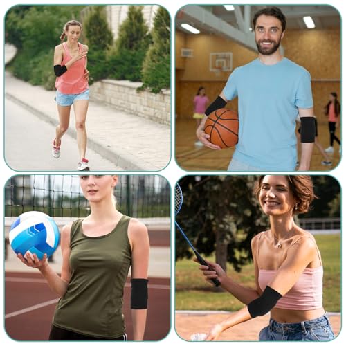 1 Pair Elbow Pads, Breathable Arm Brace Pads Anti-Collision Elbow Protector Strap Support Fitness Volleyball Basketball Tennis Golfers Arm Protector with Padded for Men and Women Elderly (Black)