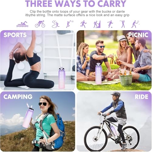 Water Bottle with Straw 1L,Boys Water Bottles with Straw 1 Litre,Waterbottle Leak-Proof Sports Water Bottle,Plastic Drinks Bottles Toxin Free,Bpa-Free (Purple) - color: 06-Purple