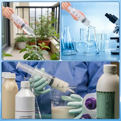 250ml Large Syringe for Thick Liquids, Individually Wrapped | Plastic Syringe Without Needle for Scientific Labs, Measuring Syringe for Craft & Mold Making - style: 250cc