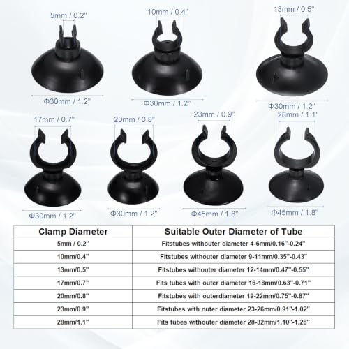 Aquarium Suction Cups, Fish Tank Suction Cups Clips Airline Tube Holders Clamps (Plastic, 8Pcs, Clear) for 0.2" Fish Tank Airline Tubing Binding Moss Shrimp Nest, 5x25MM - color: Clear, size: 5x25MM