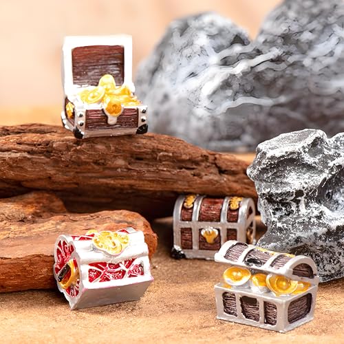 3Pcs Random Creative Pirate Treasure Chest Aquarium Decoration, Fish Tank Ornament, Mini Treasure Chest Aquarium Decor