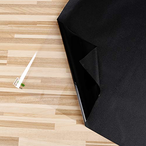 WochiTV Total Blackout Window Film 100% Light Blocking Non Adhesive No Residue Removable Opaque Static Cling Privacy Glass Tint for Home Bedroom Darkening Heat Control (17.5 in x 6.56 Ft) | No Glue Static Cling Window Glass Sticker,UV Protection,Heat Cont