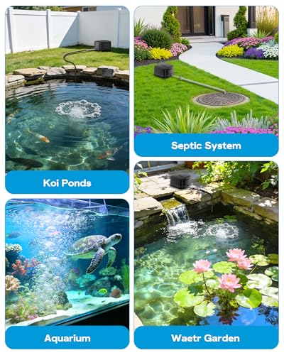 Antfraer Pond Aerator Accessories Kit, Compatible with Antfraer 635GPH Aerator, 52.4ft Airline Tubing + 4-Way Splitter + 4 Bubble Stones for Koi Ponds, Water Gardens & Septic Systems - style: Pond Aerator Accessories Kit