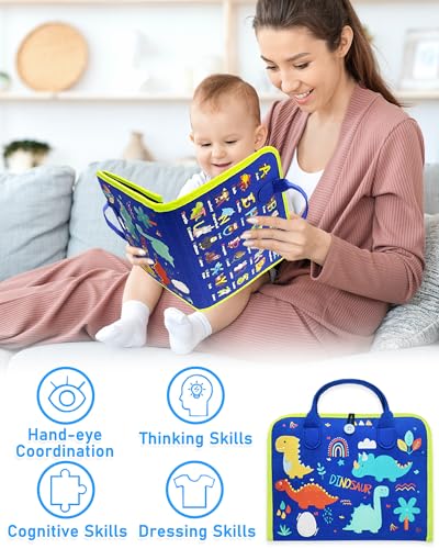 Exorany Busy Board Montessori Toys for Toddler Boy Birthday Gift Busy Book - style: Blue/P4