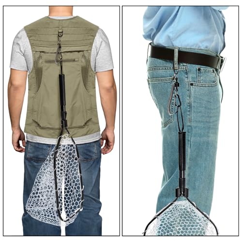 Fly Fishing Landing Net, Soft Rubber Mesh Bass Trout Net with Collapsible Handle and Magnetic Release, Folding Catch and Release Net for Freshwater, Fly Fishing Gear Accessories