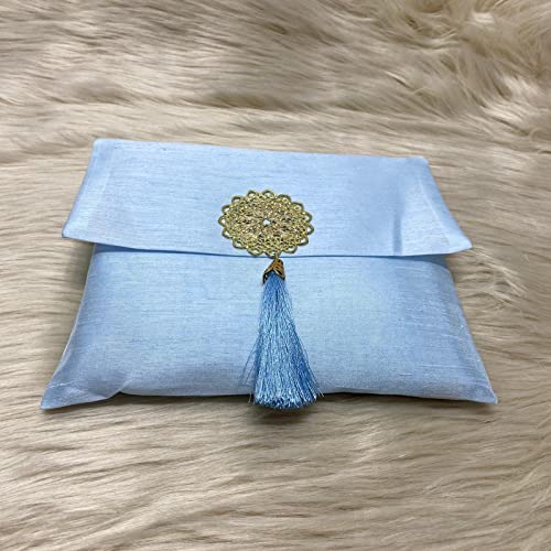 Muslim Prayer Rug and Beads with Elegant Slub Fabric Bag | Janamaz | Sajadah | Soft Islamic Prayer Rug | Islamic & Mawlid Gifts | Prayer Carpet Mat, Taffeta Fabric (Blue, 20 Sets) - color: Blue, size: 20 Sets