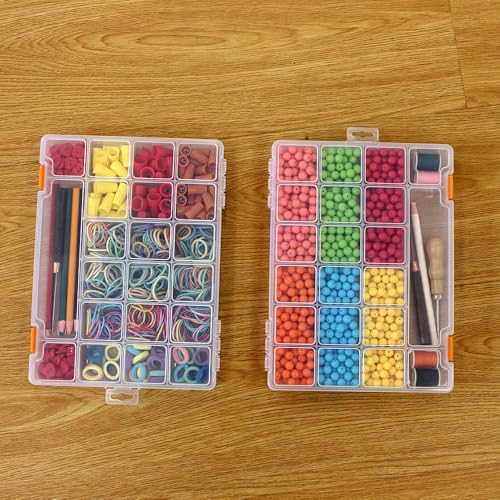 4 Pack Fixed 21 Grids Clear Plastic Storage Box, Transparent Organizer Container Case for Small Parts, Bead, Button, Jewelry, Diamond, Craft Supplies,Sewing Kit, DIY Accessories - size: M
