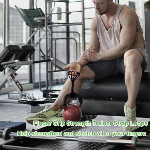 Strength Training Grip Finger Strengtheners,Finger Grip Strength Trainer Devices,Finger and Thumb Strengthener Loops Exerciser, Pull Up Grip Strength Straps
