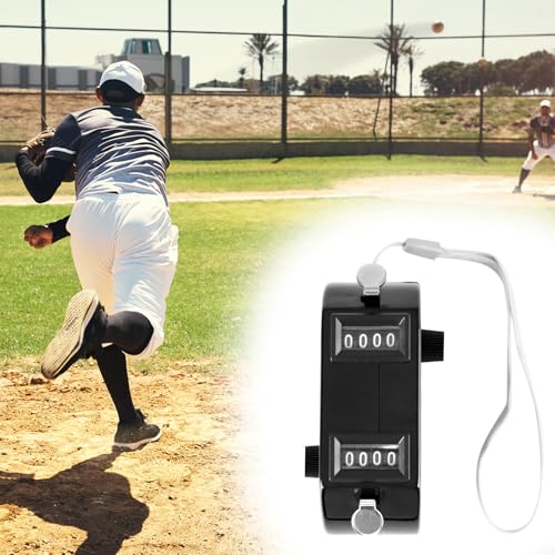 QWORK 2 Pack Black Dual Pitch Counter - Tally Click Counter/Score Tracker/Digital Counter for Baseball Pitches - Handheld and Lightweight with 9999 Max Count