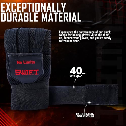 SwiftTechSports Pro Gel Hand Wraps Inner Gloves for Men and Women – 100cm Wrist Straps with Padded fist Protection. Muay Thai, MMA, Kickboxing, Boxing, and All Combat Sports - size: Small-Medium