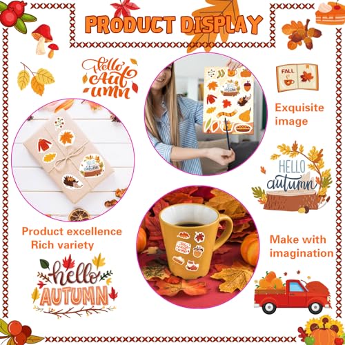 576 PCS Fall Stickers, Hello Autumn Stickers, Thanksgiving Games for Kids - style: Fall