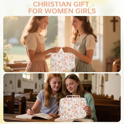 Bible Cover Case for Women Large Bible Cover with Durable Handle Quilted Bible Carrying Case for Girls Bible Study Supplies Accessories (Autumn Butterfly Bloom, Autumn Butterfly Bloom) - color: Autumn Butterfly Bloom