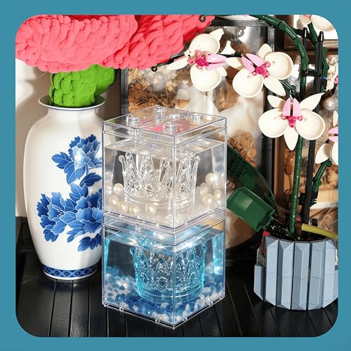 Mini Sea Monkey Tank, Small Betta Fish Aquarium Kit for Temporary Use, 0.2 Gallon Stackable Tiny Cube Tank with Gravels & Aquarium Decor for Raising Brine Shrimp, Seaweed Balls