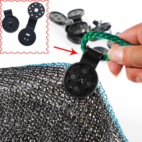 QAZXCDEW-60 Pack Shade Cloth Heavy Duty Lock Grip, Round Plastic Sun Shade Net Clip, Reusable Sun Shade Clips for Garden, Patio Awnings, Greenhouse Fabric, Windproof Anti Bird Netting Clamps