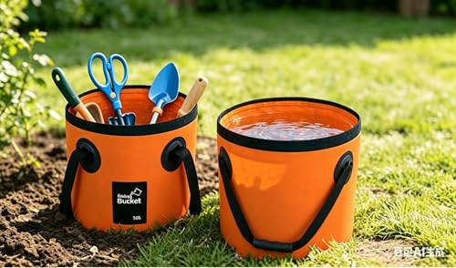 MIZORLIE Collapsible Buckets, Camping Water Storage Container 5 Gallon(20L) Portable Folding Bucket Wash Basin - color: Yellow